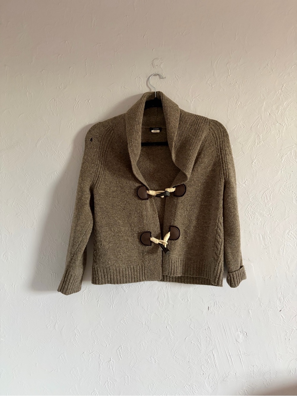 J.Crew Lambswool Cashmere Shawl Collar Toggle Cardigan Sweater Brown Size M